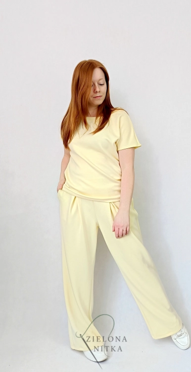 Spodnie damskie dzianina masełko BANANOWE