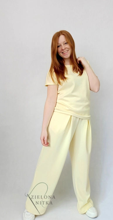 Spodnie damskie dzianina masełko BANANOWE