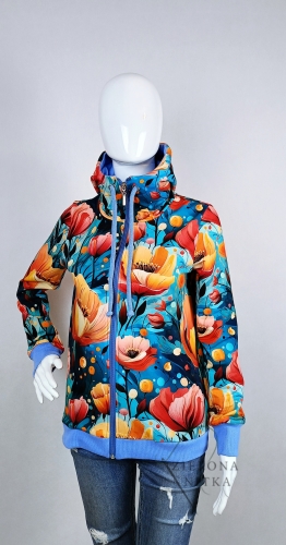 Bluza damska rozpinana z kapturem NIEBIAŚKI OGRÓD