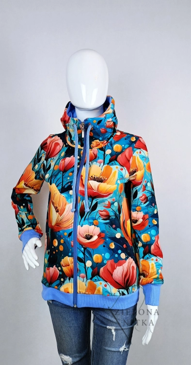 Bluza damska rozpinana z kapturem NIEBIAŚKI OGRÓD