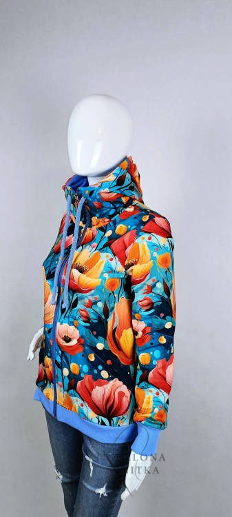 Bluza damska rozpinana z kapturem NIEBIAŚKI OGRÓD