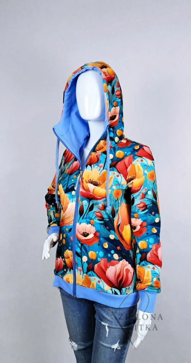 Bluza damska rozpinana z kapturem NIEBIAŚKI OGRÓD