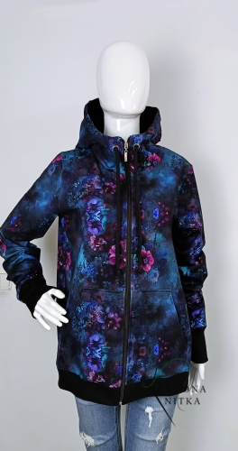 Bluza damska na zamek z kapturem OGRÓD NOCĄ