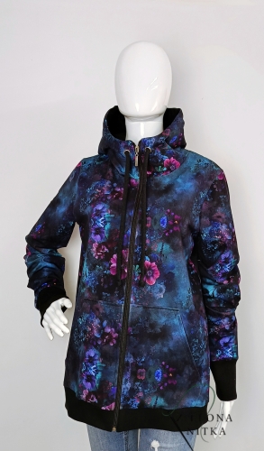 Bluza damska na zamek z kapturem OGRÓD NOCĄ