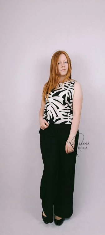 Spodnie Damskie letnie MONSTERA CZARNA len wiskoza