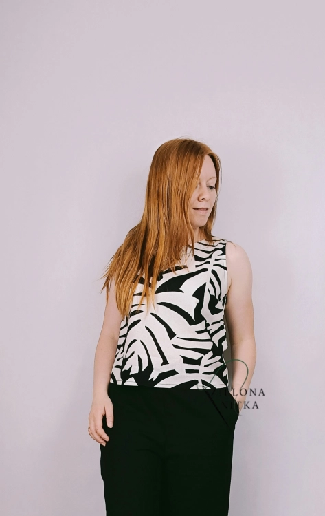 Bluzka damska LIVI MONSTERA CZARNA /len
