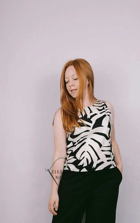 Bluzka damska LIVI MONSTERA CZARNA /len