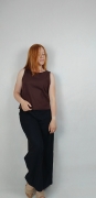 Bluzka damska LIVI MONSTERA brąz/len wiskoza