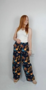 Spodnie Damskie z Szeroką Nogawką Retro flowers