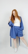 Kimono damskie lniane kolor jeans