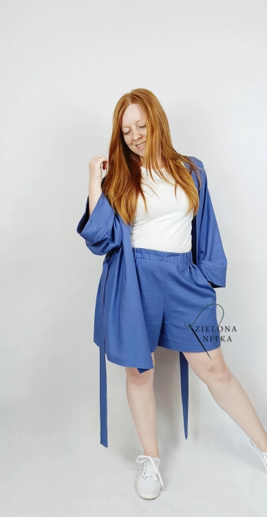 Kimono damskie lniane kolor jeans
