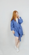 Kimono damskie lniane kolor jeans