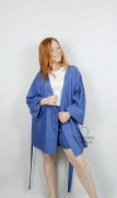 Kimono damskie lniane kolor jeans