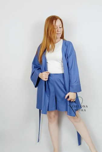 Kimono damskie lniane kolor jeans