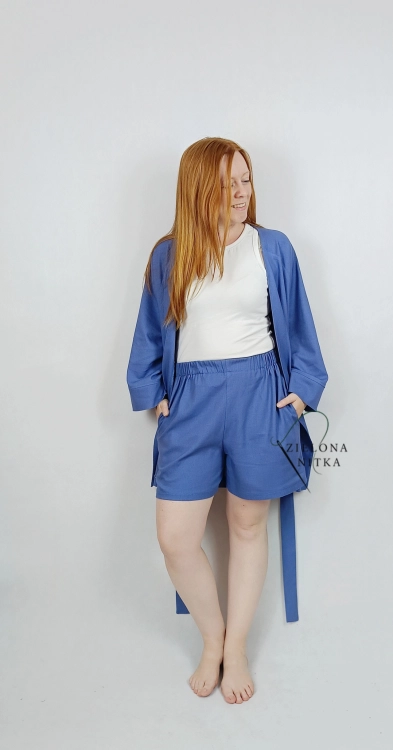 Kimono damskie lniane kolor jeans