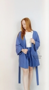 Kimono damskie lniane kolor jeans