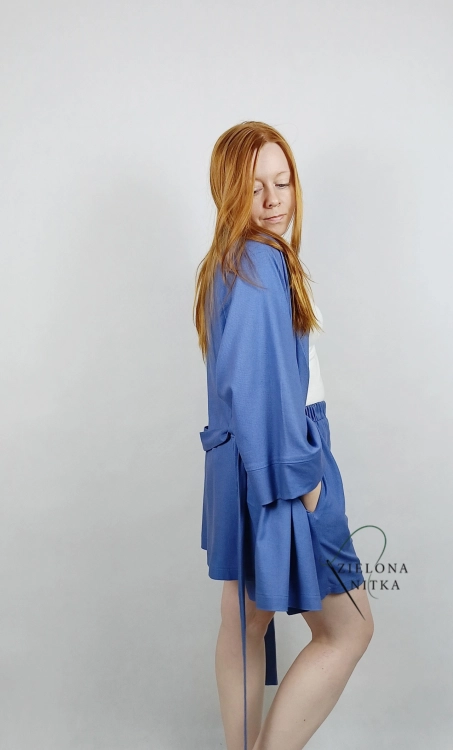 Kimono damskie lniane kolor jeans