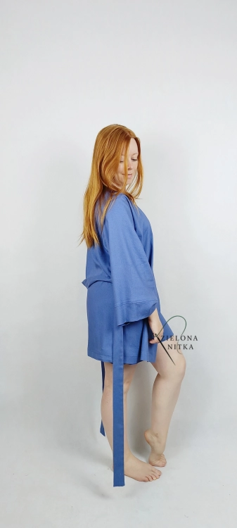 Kimono damskie lniane kolor jeans